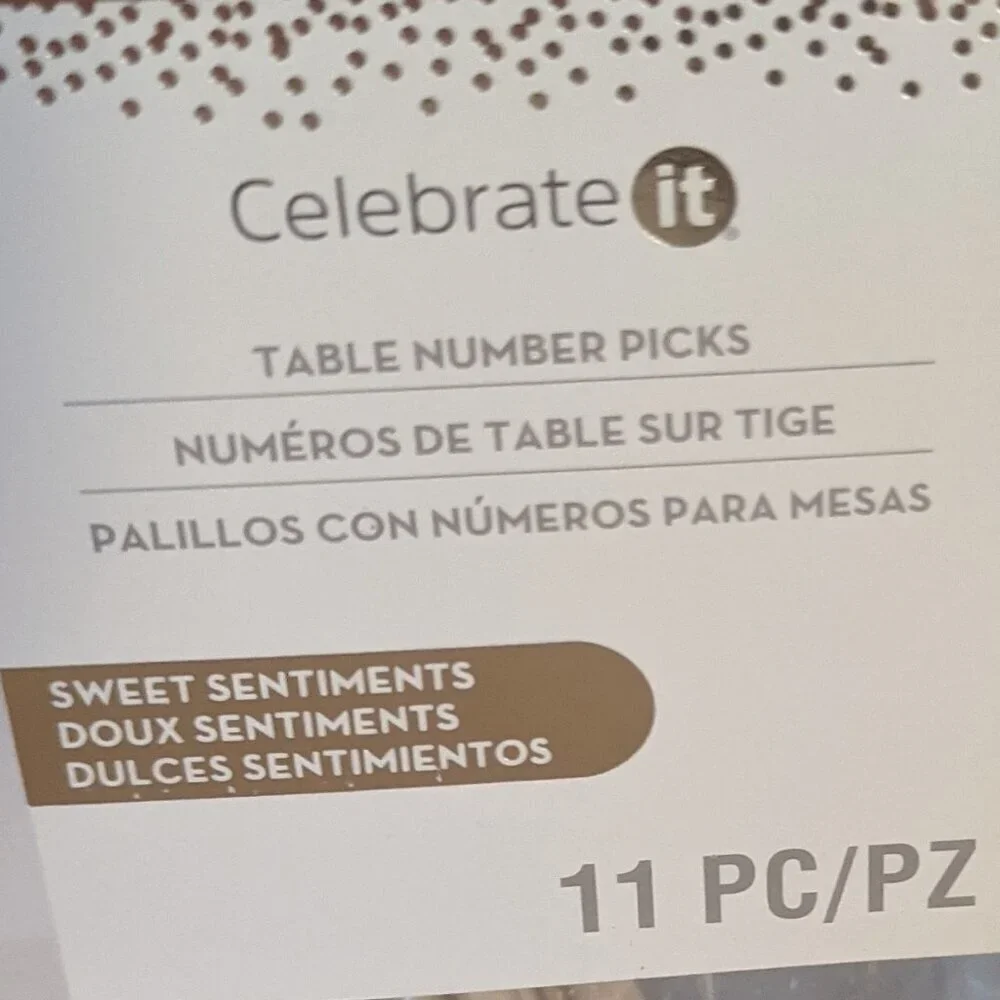 NWT Celebrate It Silver Table Number Picks Summer Wedding Reception Formal Party